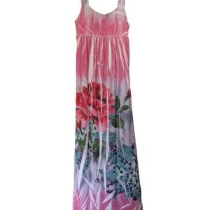 Pink Floral Maxi Dress with Garden Print